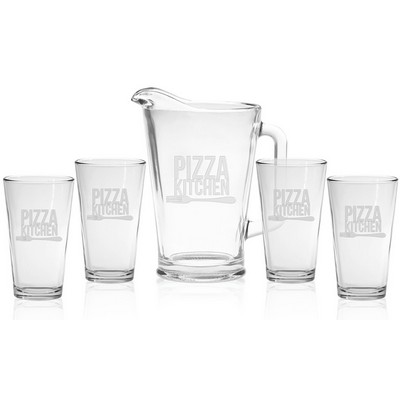 Glass Pitcher & Pint Glass Set - Etched