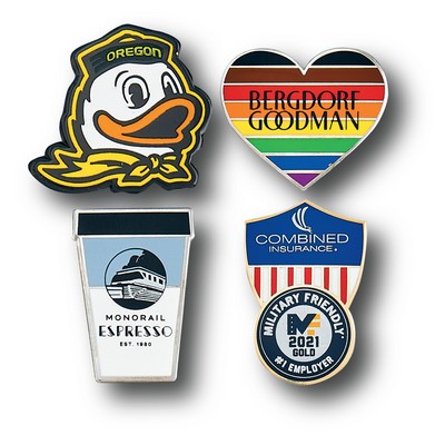 Custom Lapel Pins - 7/8" (0.875") Screen on Cloisonne Hard Enamel